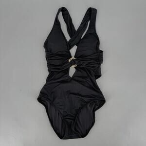 Trina Turk swimsuit womens 4 black keyhole one piece swim beach stretch sexy
